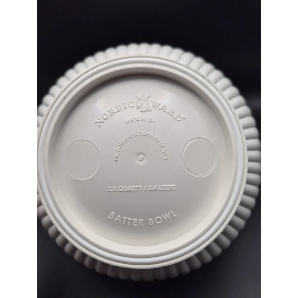 Nordic Ware Batter Bowl, White Plastic; 10 Cups Microwave & Dishwasher Safe